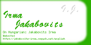 irma jakabovits business card